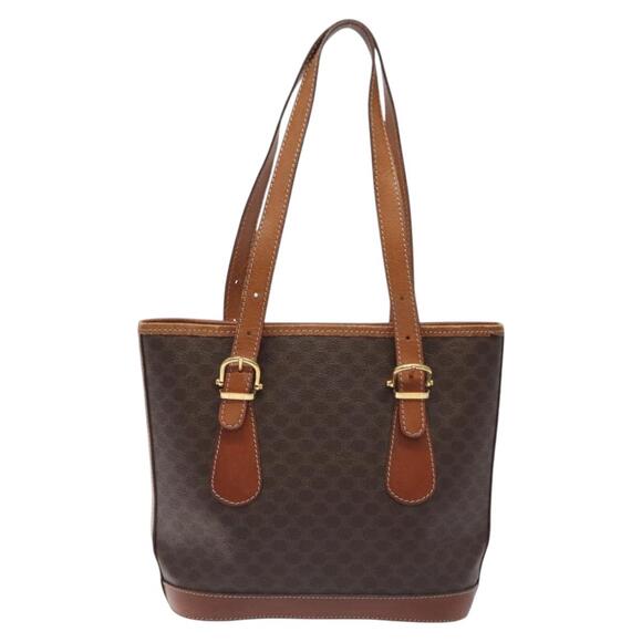 CELINE Macadam Canvas Tote Bag Pvc Brown Gold - Picture 3 of 13